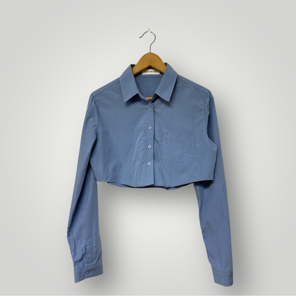 The Frankie Shop UMA CROPPED SHIRT Blue Sz Small